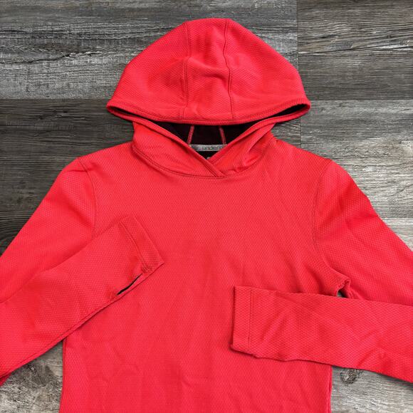 Under Armour Coldgear Red Coral Womens S Fitted Mesh‎ Thermal Thumbhole Hoodie - Picture 1 of 8